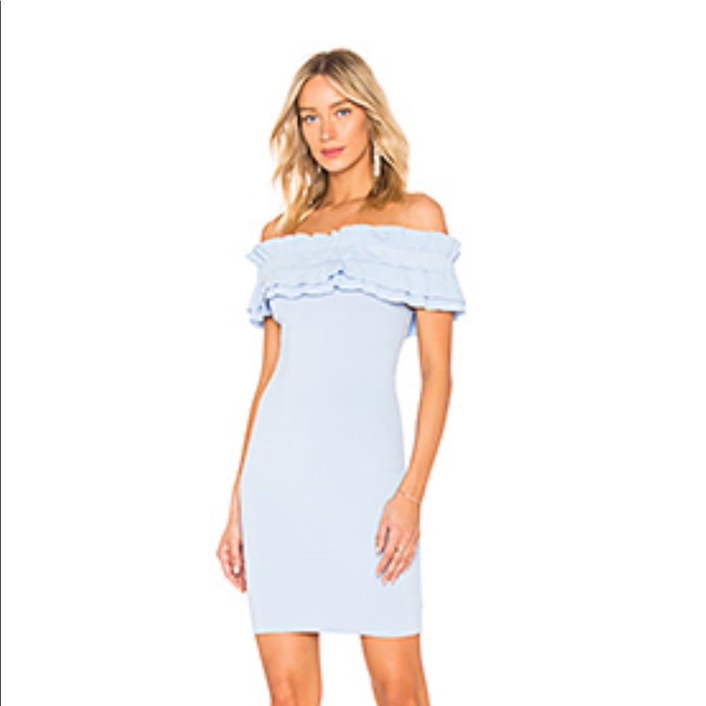 Blue strapless dress